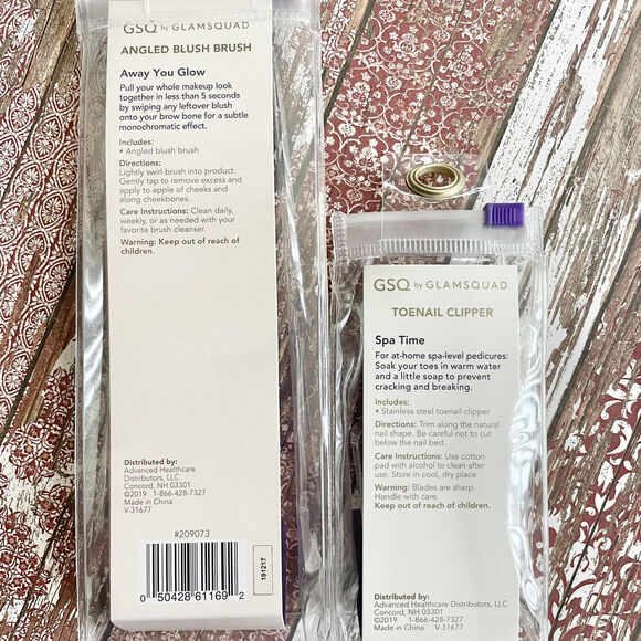 GSQ By Glamsquad Angled Blush Brush And Stainless Steel Toenail Clipper NEW - Picture 7 of 11